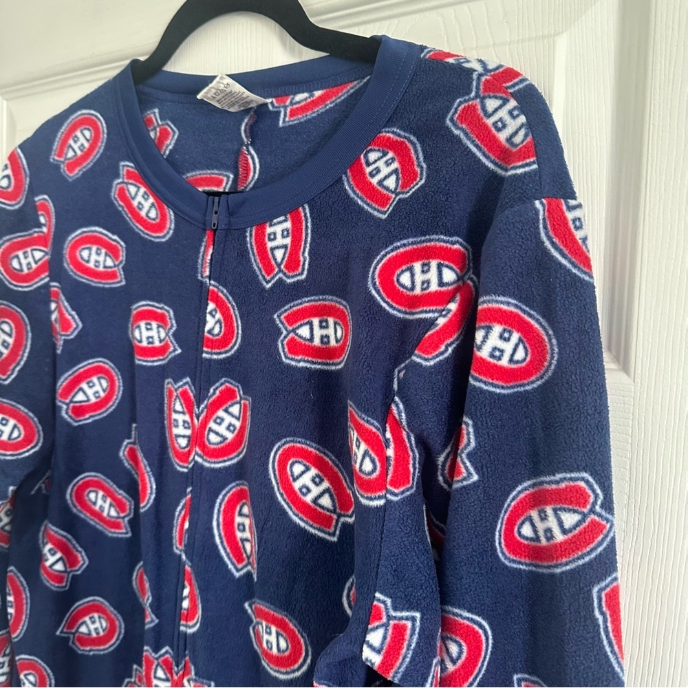 Size Small NHL Montreal Canadiens Men’s Fleece Onesie Pajamas - Picture 4 of 5